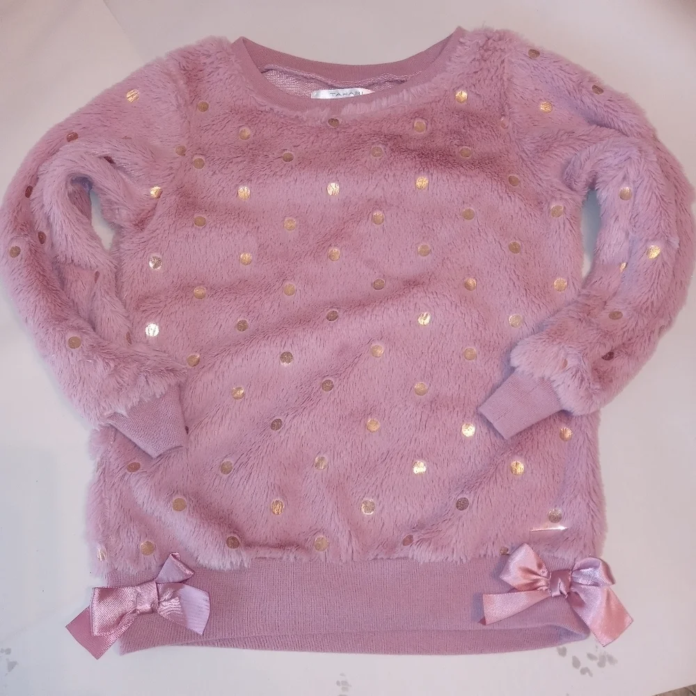 TAHARI GIRLS 4T LOT OF 4 FAUX FUR SOFT COZY PULLOVER SWEATERS